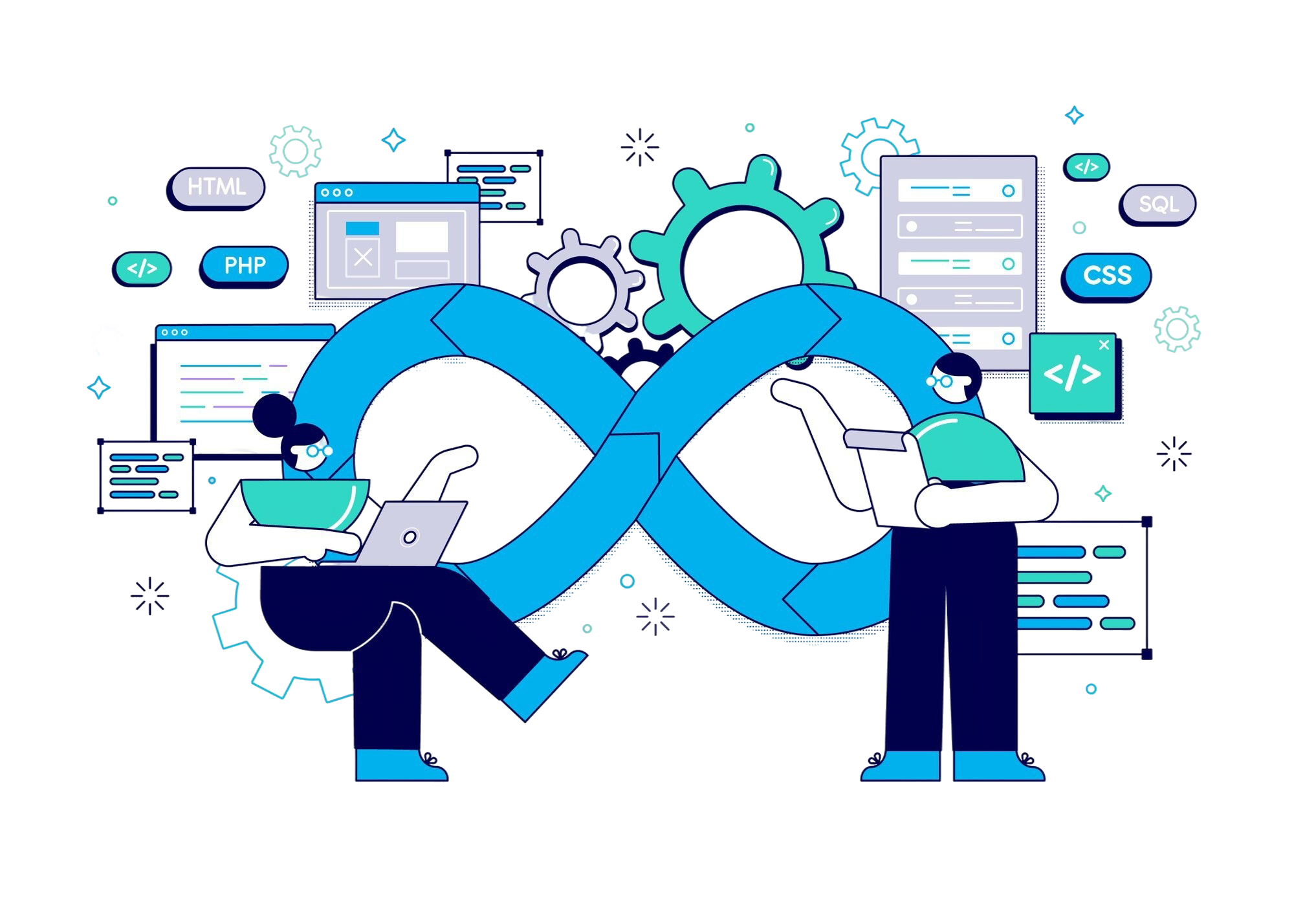 hand-drawn-flat-design-devops-illustration