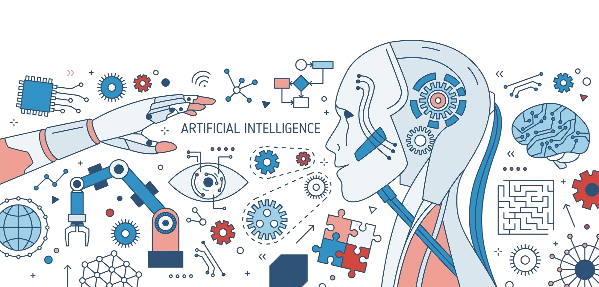 horizontal-colorful-banner-with-robot-android-robotic-arm-innovative-electronic-devices-gear-wheels-white